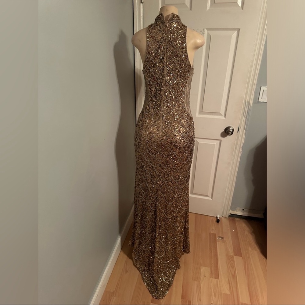 Mac Duggal Copper Sequin Beaded Samantha Stone Gown - Picture 5 of 10